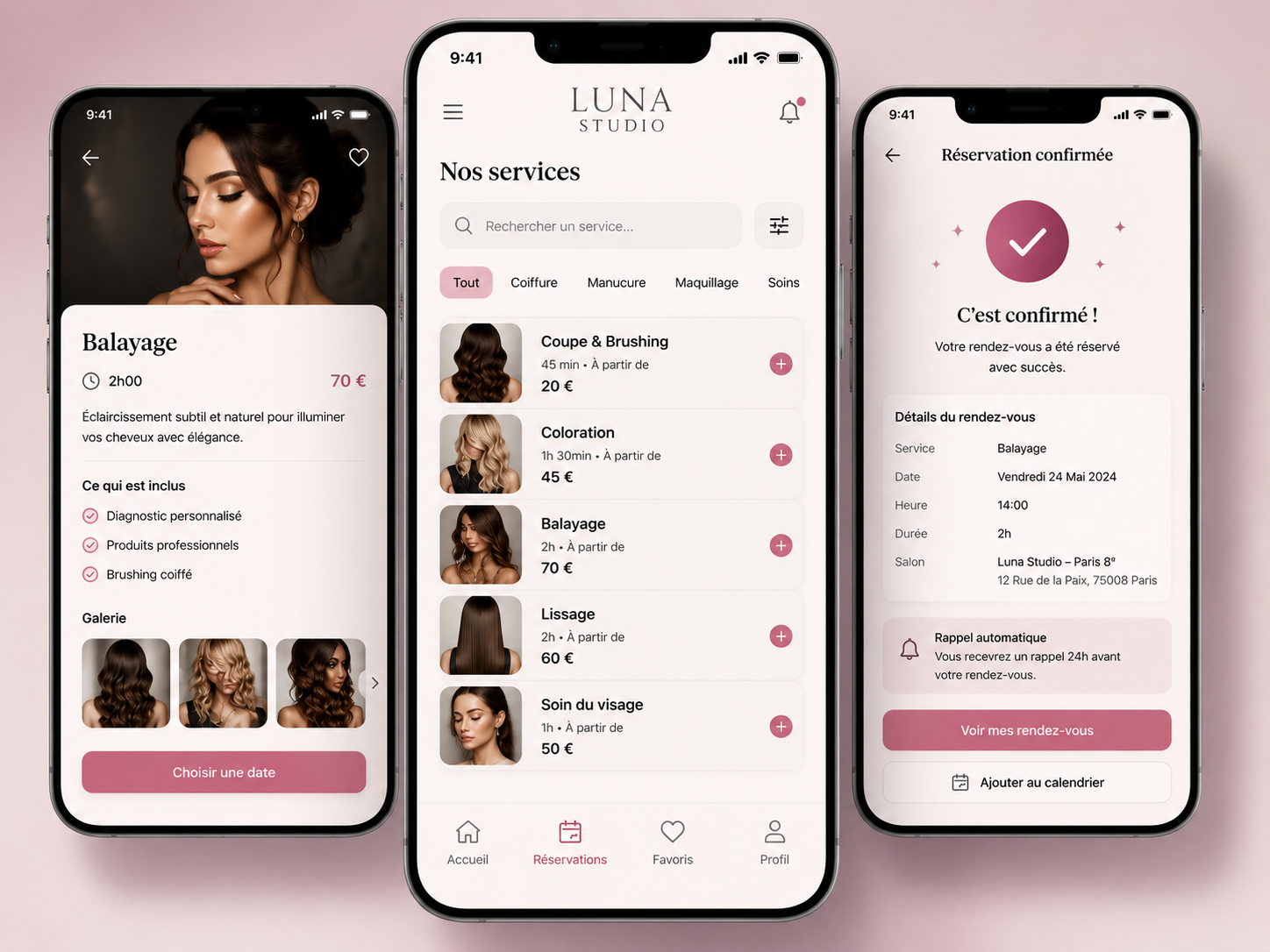 App mobile pour salon de beaute - apercu 2